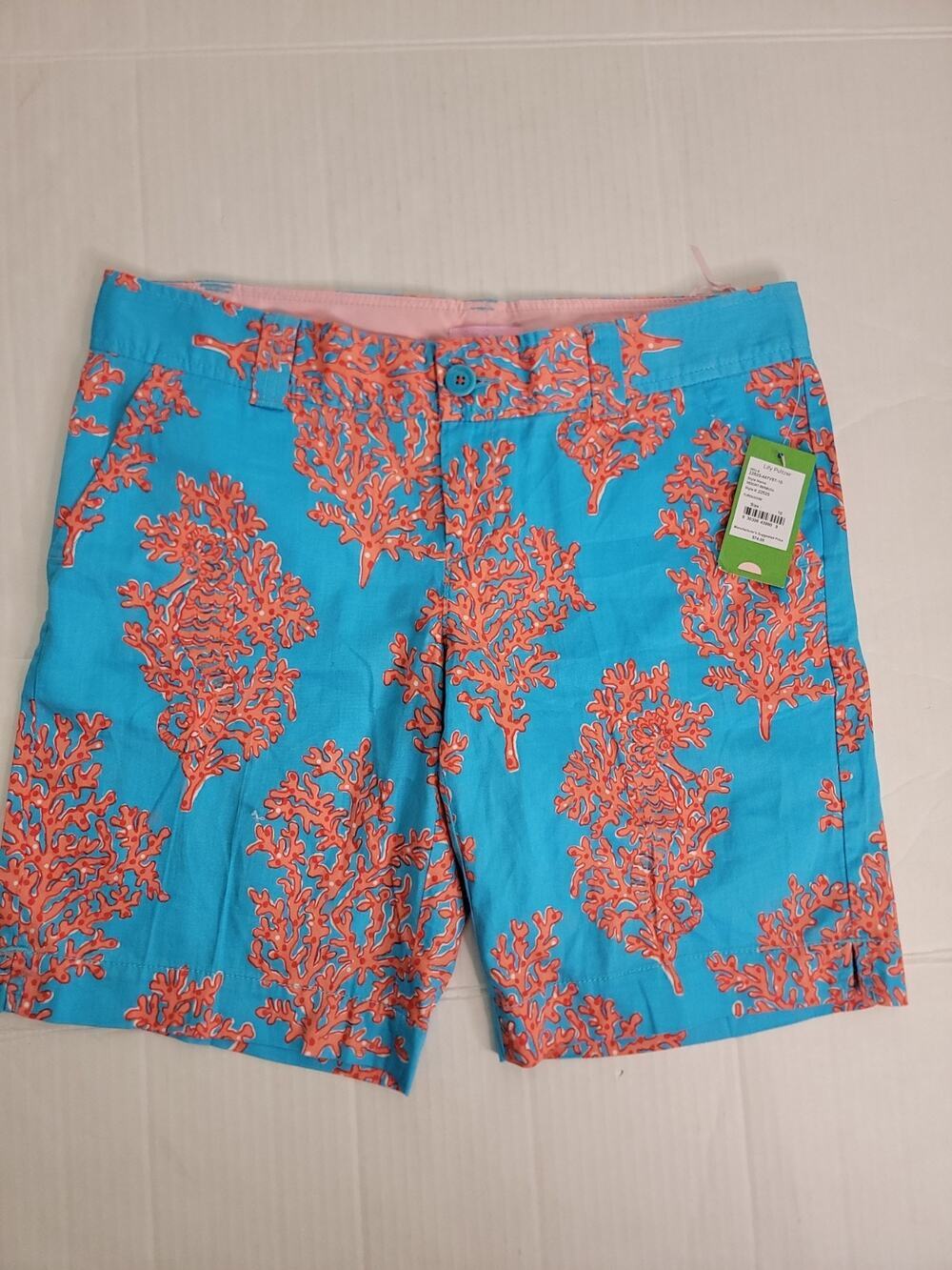 Lilly Pulitzer Bermuda Shorts Sz 10 Vacation Resort Coral Reef Turquoise